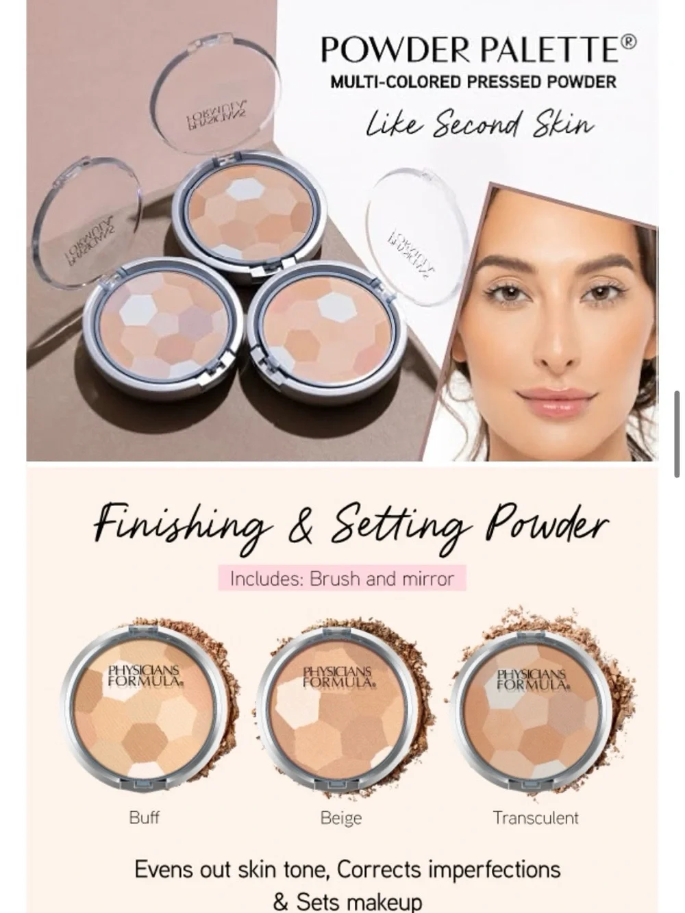 Physicians Formula Multi-Colored Pressed Powder Compact, Buff 2715, NEW in box!